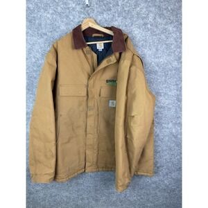 Carhartt Jacket Mens 2XL Tall Workwear Barn C003-BRN Tan Corduroy Collar Canvas